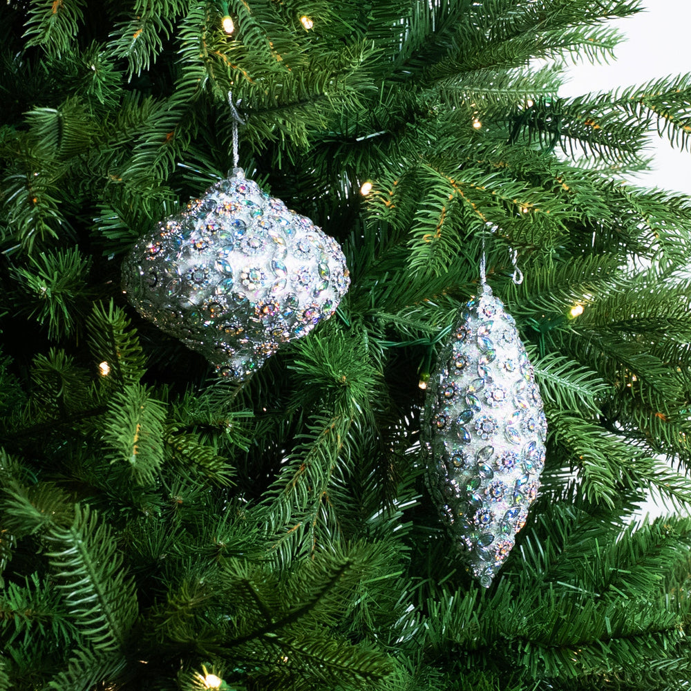 White & Silver Opulence Ornament & Ribbon Bundle