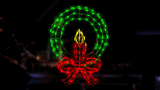 36" X 46" 270 LED Red Bow & Candle Wreath Twinkling Effect