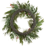 30" Red Berry & Pinecone Wreath