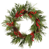 30" Red Berry & Pinecone Wreath
