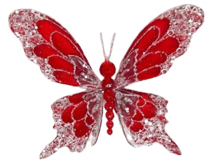 7" Red Icy Butterfly Clip