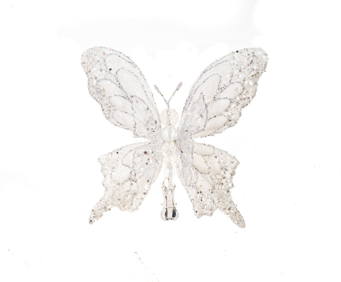 7" Icy White Butterfly Clip