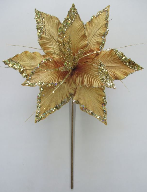 15" Velvet Poinsettia Stem