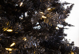 Black Tinsel Tree Pre-Lit Warm White LED Lights